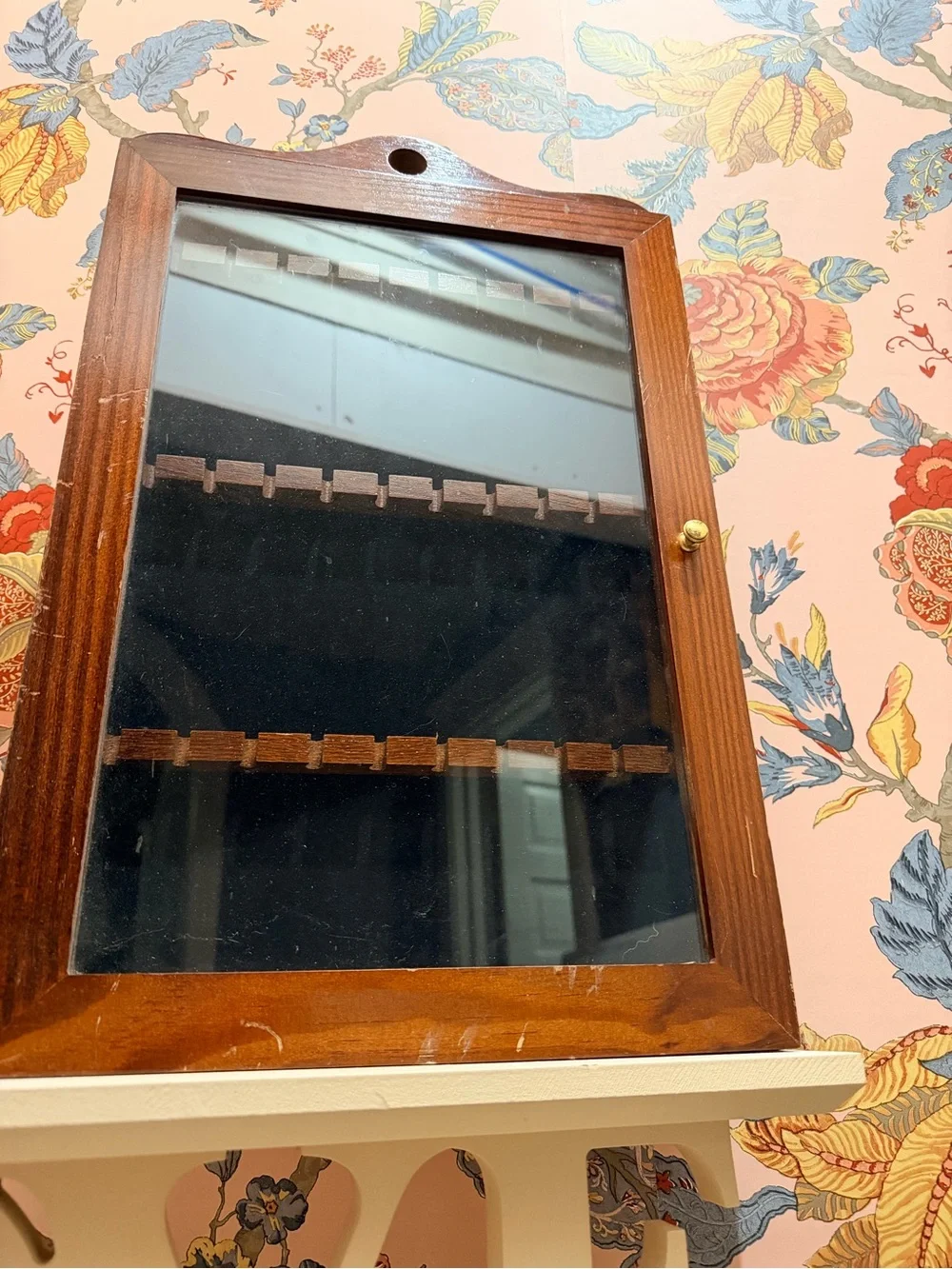 Wood Framed Glass Display Case with Interior Shelves